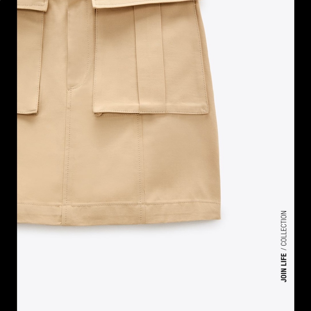 ❌SOLD❌ ZARA RUSTIC MINI SKIRT LIGHT CAMEL SMALL - Picture 5 of 7